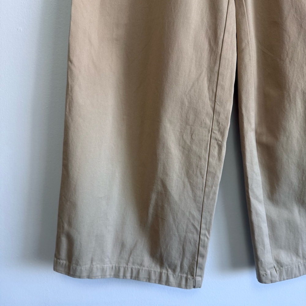 High Waisted Culotte Wide Leg Crop Pants Khaki - Picture 3 of 10